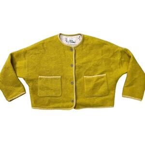 Zara Girls Brushed Wool Blend Jacket 11-12 Yrs Button Cottagecore Fairy Yellow